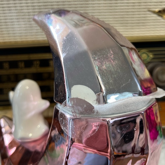 ✨NEW💖Cobwebs and Cauldrons Pink Metallic Ceramic Moon with Ghost Cookie Jar🌙 - Picture 12 of 12